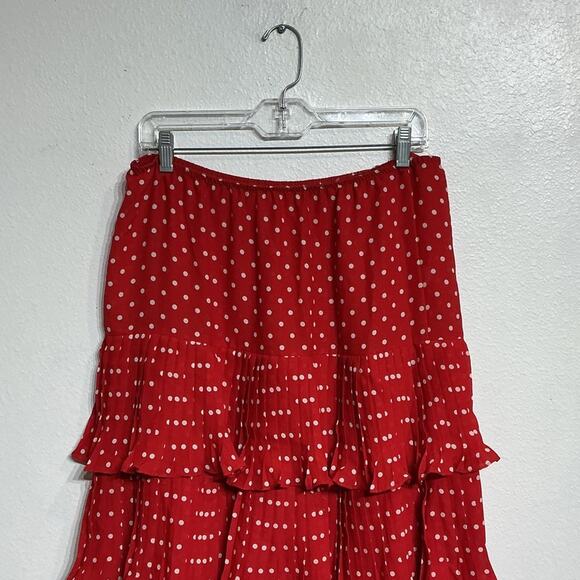 Red Polka Dot Vintage Midi Skirt Sz 16 - Picture 3 of 9
